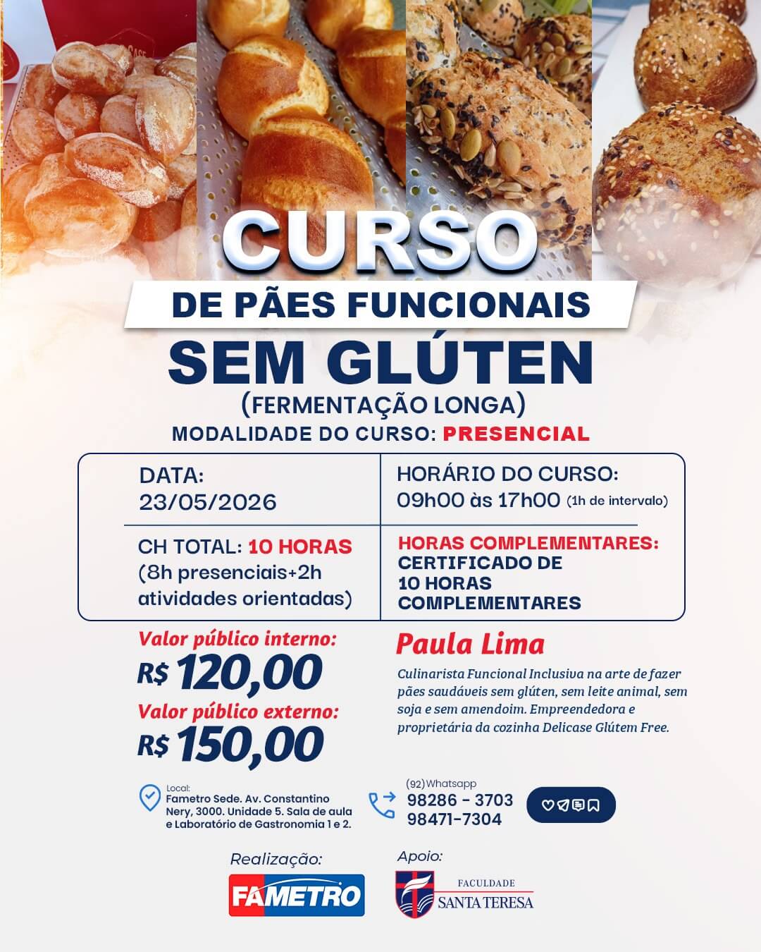 CURSO DE PÃES FUNCIONAIS SEM GLÚTEN